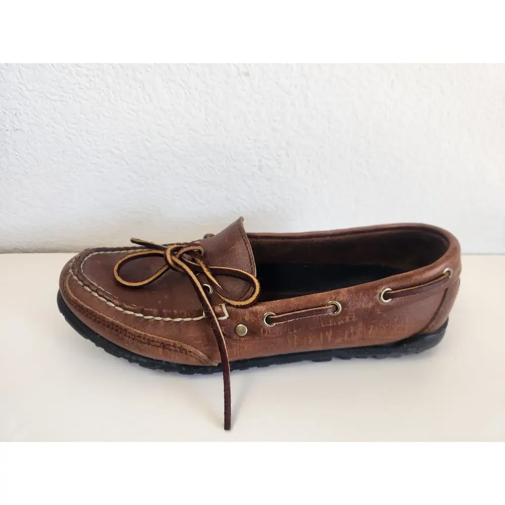Ralph Lauren Polo Sport Brown Leather Loafer Men Size 8B Vintage